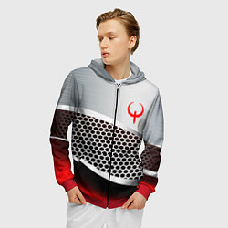 Толстовка 3D на молнии мужская Quake metal steel, цвет: 3D-красный — фото 2