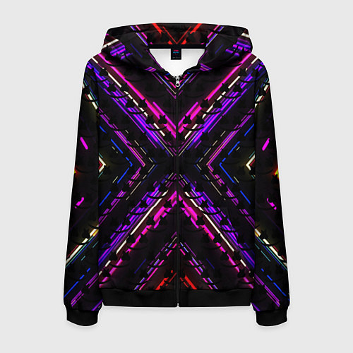 Мужская толстовка на молнии Marshmello geometry neon / 3D-Черный – фото 1
