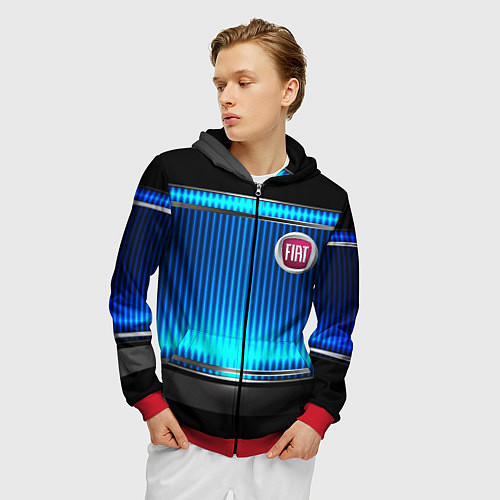 Мужская толстовка на молнии FIAT текстура авто / 3D-Красный – фото 3