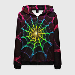 Толстовка 3D на молнии мужская Психоделика текстура фрактал, цвет: 3D-черный