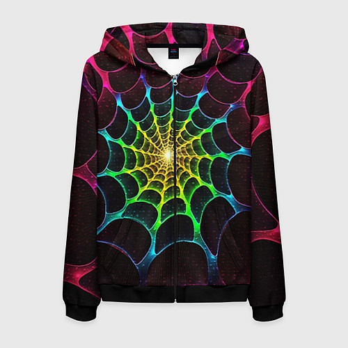 Мужская толстовка на молнии Психоделика текстура фрактал / 3D-Черный – фото 1