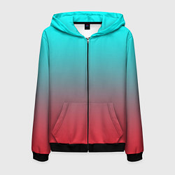 Толстовка 3D на молнии мужская Абстрактно неоновый градиент, цвет: 3D-черный