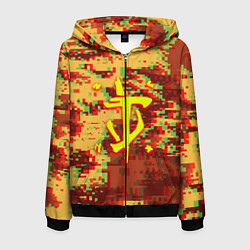 Толстовка 3D на молнии мужская Doom камуфляж глитч, цвет: 3D-черный