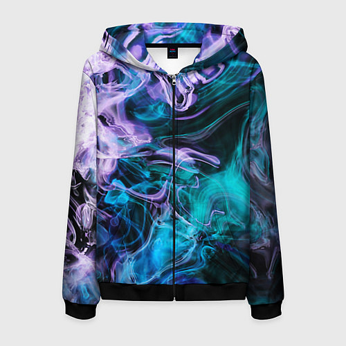 Мужская толстовка на молнии Цветной дым текстура / 3D-Черный – фото 1