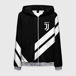 Толстовка 3D на молнии мужская Juventus line white, цвет: 3D-меланж