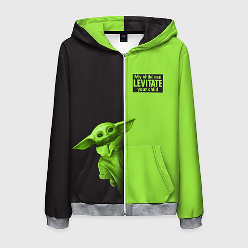 Мужская толстовка на молнии Child Grogu / 3D-Меланж – фото 1