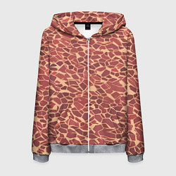 Толстовка 3D на молнии мужская Тёмно красные плитки на бежевом фоне, цвет: 3D-меланж