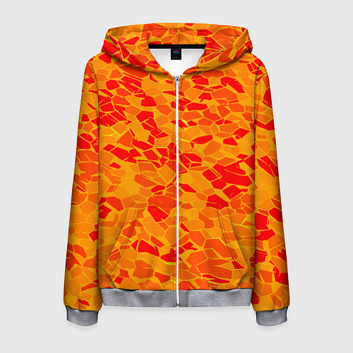 Мужская толстовка на молнии Красные плитки на жёлтом фоне / 3D-Меланж – фото 1