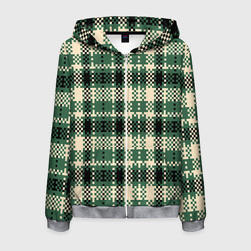 Мужская толстовка на молнии Полосатый пиксель / 3D-Меланж – фото 1