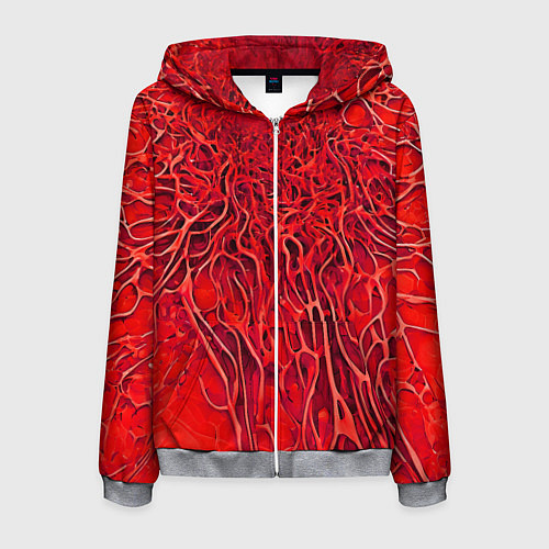 Мужская толстовка на молнии Красный симбионт абстракция / 3D-Меланж – фото 1