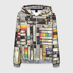 Толстовка 3D на молнии мужская Видеокассеты vhs, цвет: 3D-меланж