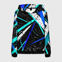Толстовка 3D на молнии мужская Разноцветные праздничные линии, цвет: 3D-черный