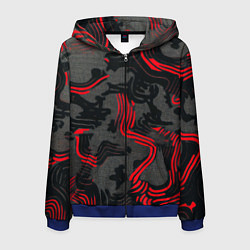 Мужская толстовка на молнии Камуфляж черный в красную полоску