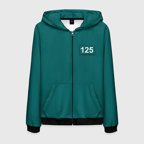 Мужская толстовка на молнии Игрок 125 - Игра в кальмара / 3D-Черный – фото 1