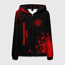 Толстовка 3D на молнии мужская Manchester City - red gradient вертикально, цвет: 3D-черный