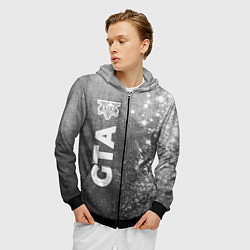 Толстовка 3D на молнии мужская GTA - grey gradient по-вертикали, цвет: 3D-черный — фото 2
