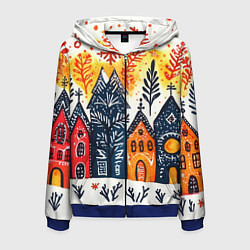 Мужская толстовка на молнии Разноцветные новогодние дома