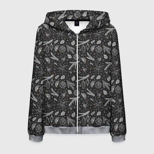 Мужская толстовка на молнии Новогодние зимние украшения / 3D-Меланж – фото 1