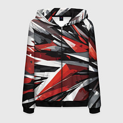 Толстовка 3D на молнии мужская Чёрно-красно-белая абстракция, цвет: 3D-черный
