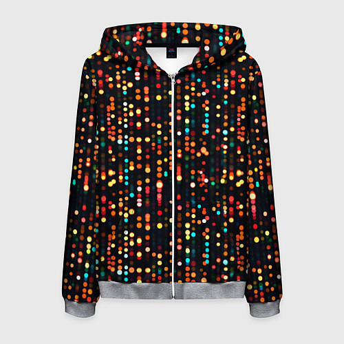 Мужская толстовка на молнии Мерцающие новогодние гирлянды / 3D-Меланж – фото 1