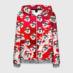 Толстовка 3D на молнии мужская Funny Santa clown Art in blood, цвет: 3D-меланж