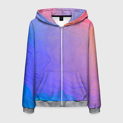 Толстовка 3D на молнии мужская Сине фиолетовый градиент, цвет: 3D-меланж