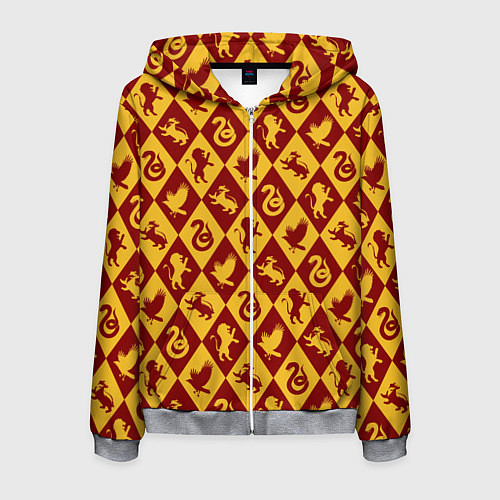 Мужская толстовка на молнии Гарри Поттер факультеты / 3D-Меланж – фото 1