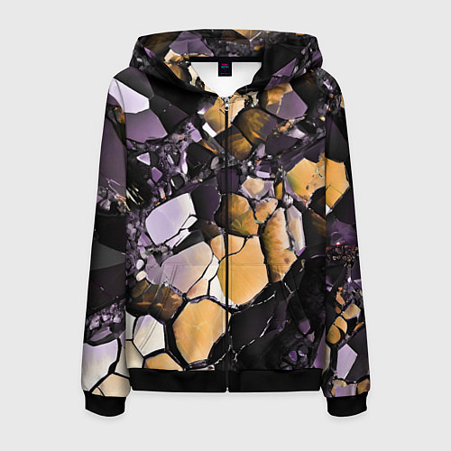 Мужская толстовка на молнии Чёрно-жёлтый камень / 3D-Черный – фото 1