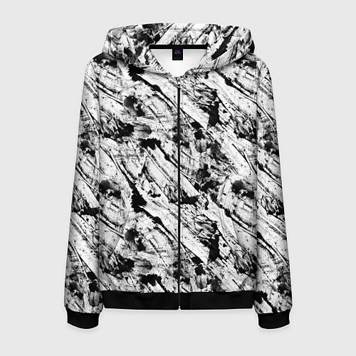 Мужская толстовка на молнии Гранж текстура отпечатки краски / 3D-Черный – фото 1