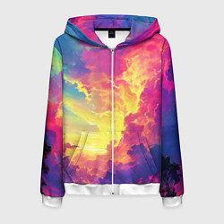 Мужская толстовка на молнии Розовые облака на синем небе