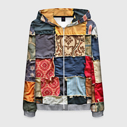 Толстовка 3D на молнии мужская Яркий пэчворк, цвет: 3D-меланж