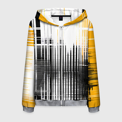Мужская толстовка на молнии Жёлто-чёрный гранж на белом фоне / 3D-Меланж – фото 1