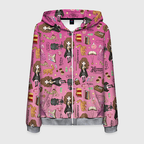 Мужская толстовка на молнии Паттерн с Гермионой из Гарри Поттер / 3D-Меланж – фото 1