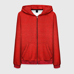 Толстовка 3D на молнии мужская Красная кожаная текстура, цвет: 3D-красный