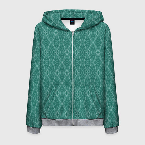 Мужская толстовка на молнии Бирюзово зеленый геометрический абстрактный узор / 3D-Меланж – фото 1
