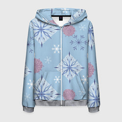 Толстовка 3D на молнии мужская Снежинки Эльзы, цвет: 3D-меланж