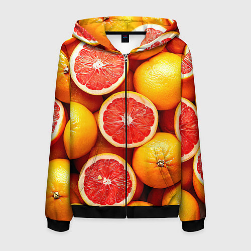 Мужская толстовка на молнии Грейпфруты / 3D-Черный – фото 1