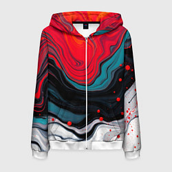 Толстовка 3D на молнии мужская Абстракция эбру, цвет: 3D-белый