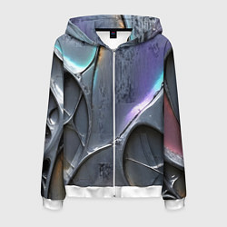 Мужская толстовка на молнии Полированный серебряный металл