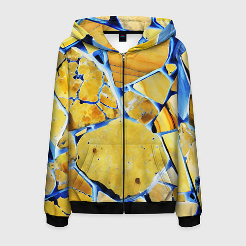 Мужская толстовка на молнии Жёлто-синяя абстракция / 3D-Черный – фото 1
