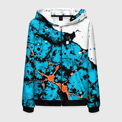 Толстовка 3D на молнии мужская Оранжево-голубая абстракция на белом фоне, цвет: 3D-черный