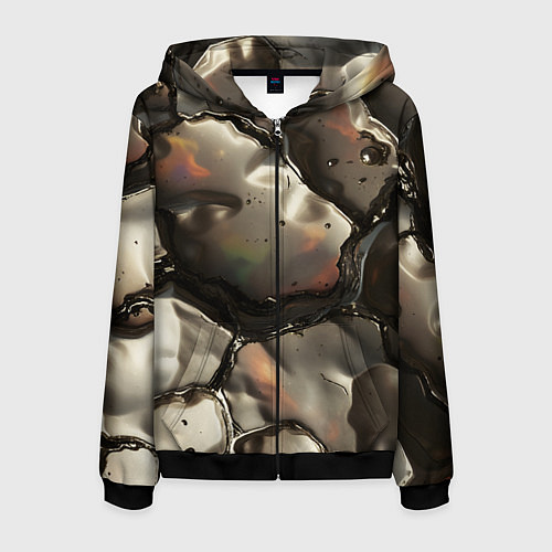 Мужская толстовка на молнии Жидкая субстанция светло-коричневая / 3D-Черный – фото 1