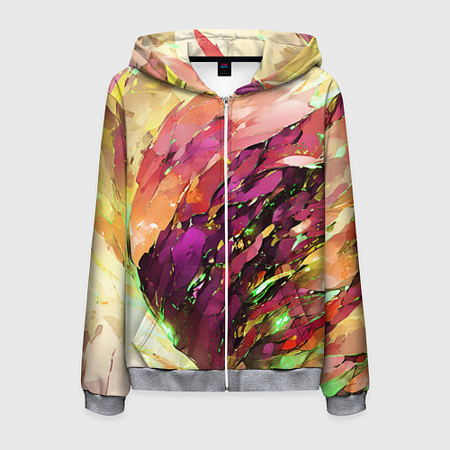 Мужская толстовка на молнии Красно-жёлтая абстракция / 3D-Меланж – фото 1
