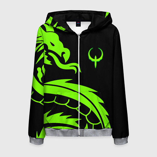 Мужская толстовка на молнии Квейк кислотный дракон лого / 3D-Меланж – фото 1