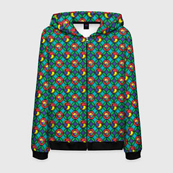 Толстовка 3D на молнии мужская Витраж, цвет: 3D-черный