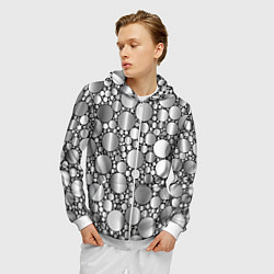 Толстовка 3D на молнии мужская Зеркальная россыпь, цвет: 3D-белый — фото 2