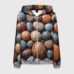 Толстовка 3D на молнии мужская Мокрые камушки, цвет: 3D-меланж