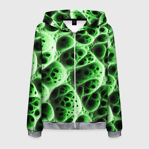 Мужская толстовка на молнии Зелёная пористая структура / 3D-Меланж – фото 1