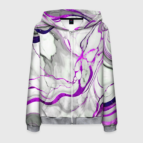 Мужская толстовка на молнии Фиолетово-белый мрамор / 3D-Меланж – фото 1