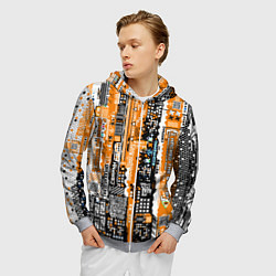 Толстовка 3D на молнии мужская Киберпанк паттерн жёлтый, цвет: 3D-меланж — фото 2